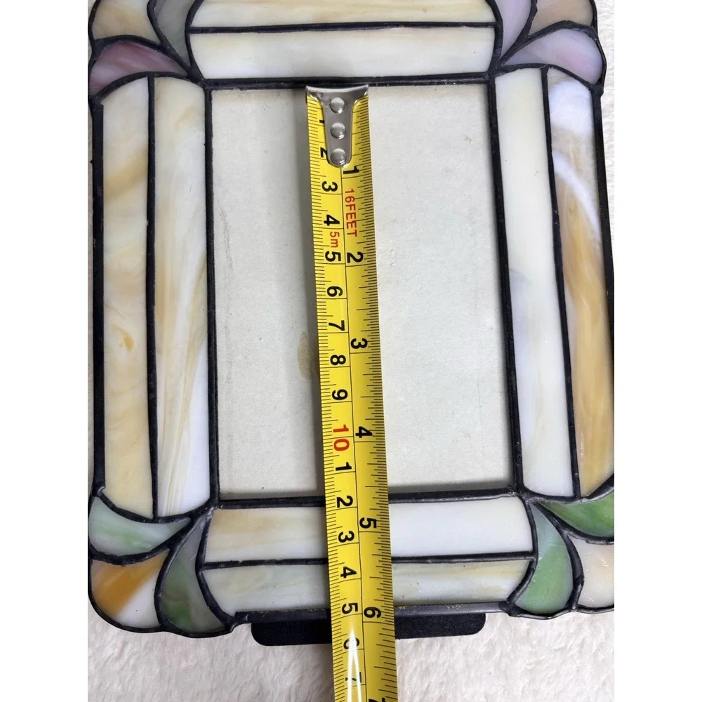VTG Quoizel Art Deco MCM  Leaded Stained Glass Picture Frame 8X6